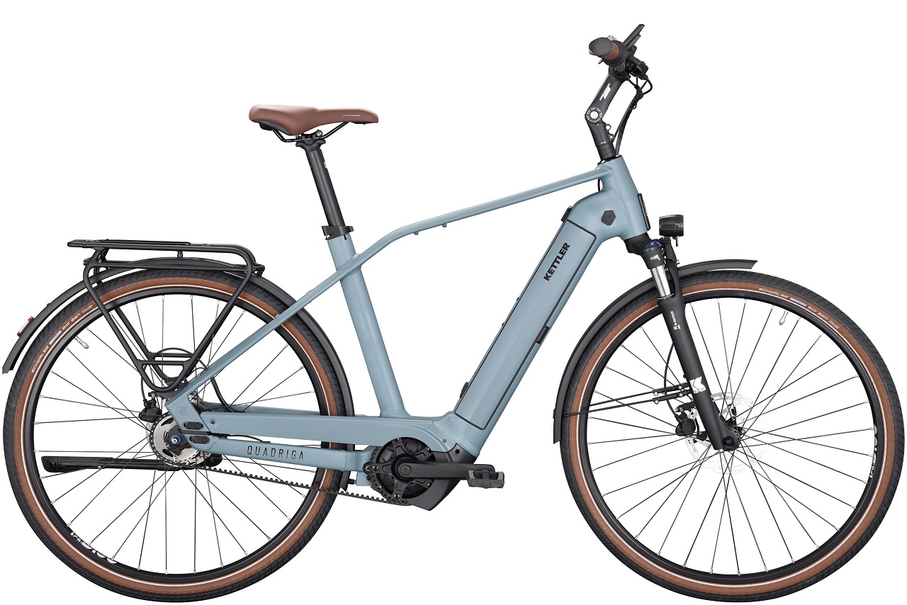 E-Bike Cityrad Kettler Quadriga P5 Belt RT 500 Wh Herren blau 2024 58 cm