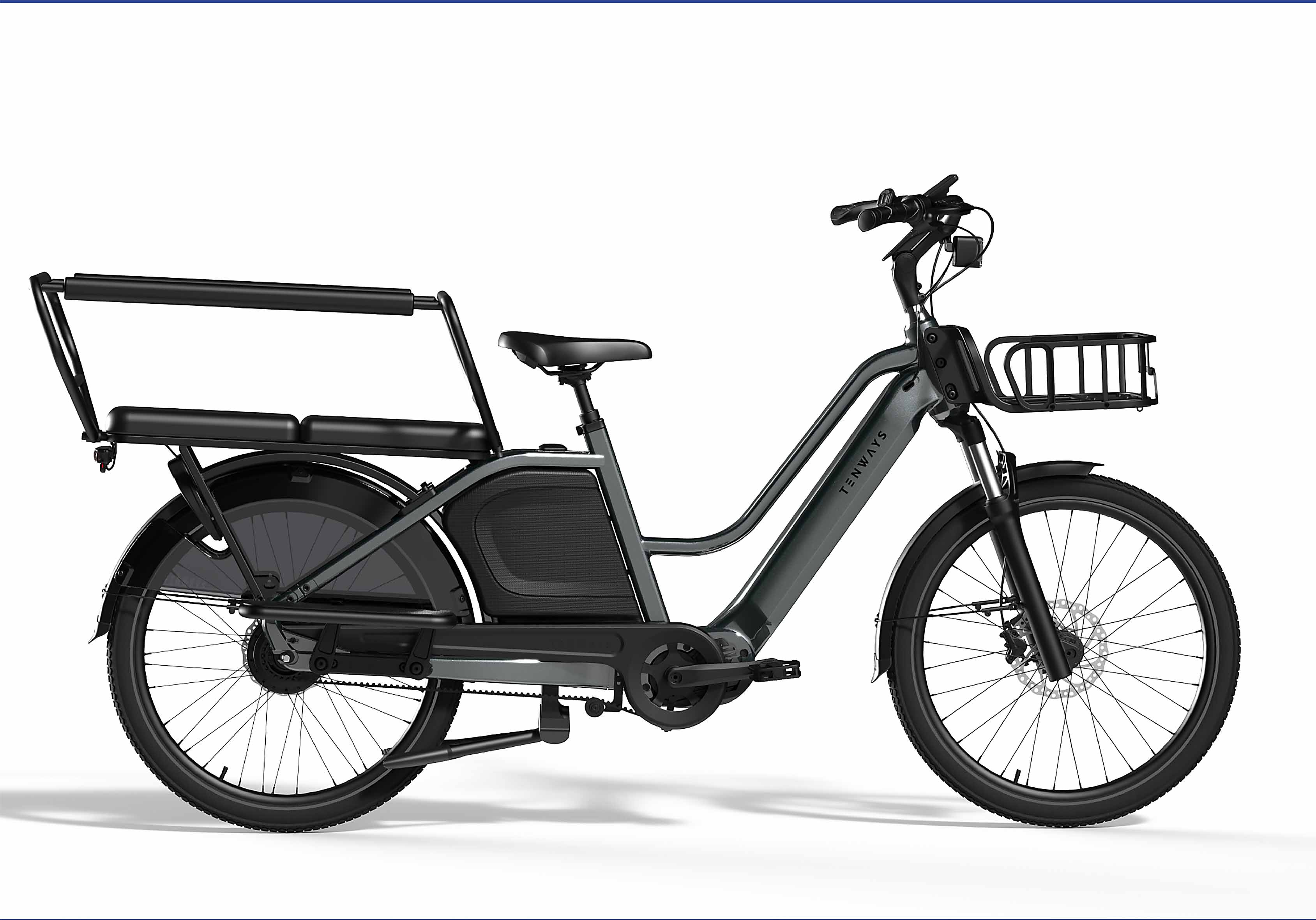 E-Bike Lastenrad Tenways Longtail Duo 720 Wh grau 2025 47 cm