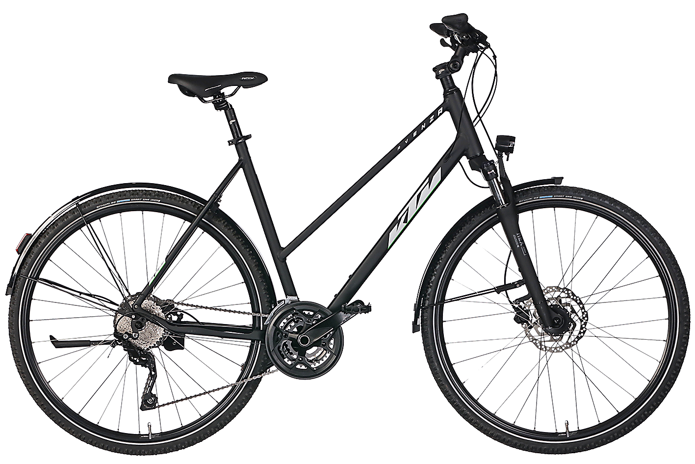 Fahrrad KTM Avenza Cross Street Damen schwarz(weiß/grün) 2024 51 cm